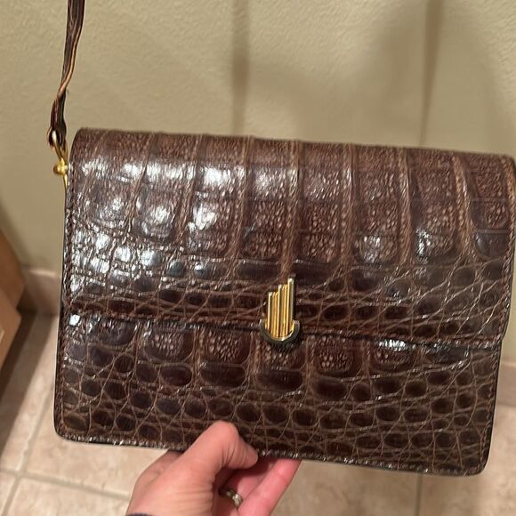 Sacs Emy France vintage brown leather embossed purse | eBay Sacs Emy France vintage brown leather embossed purse